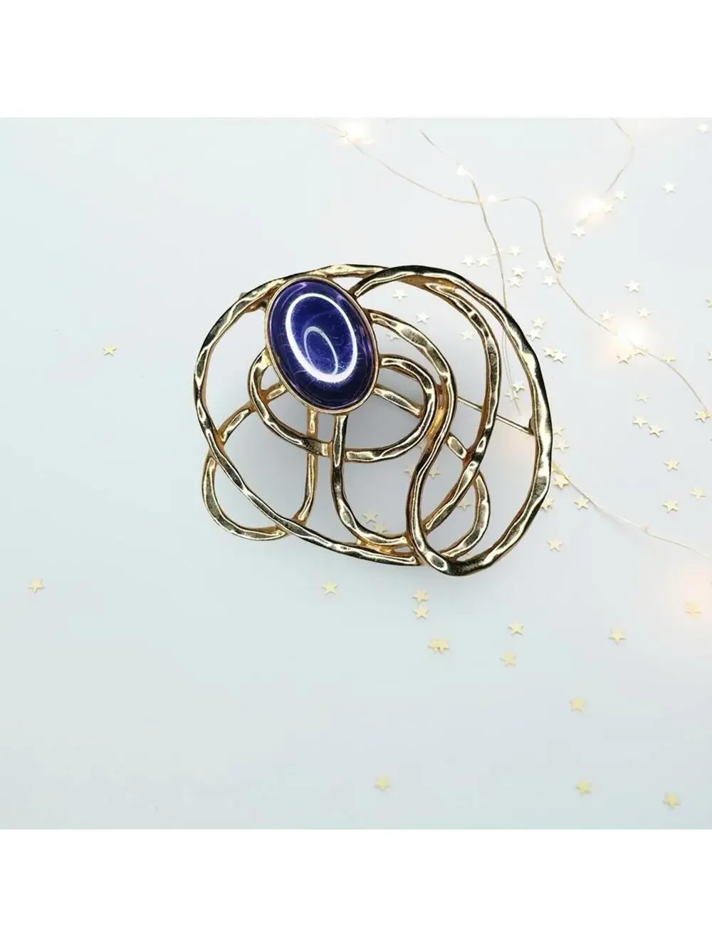 247. Goldtone and Purple Vintage Abstract Brooch